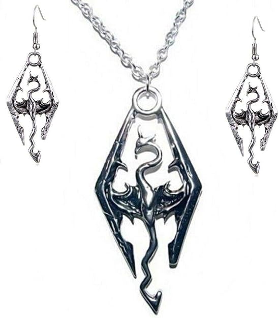 The Elder Scrolls Skyrim Dragon Logo Pendant Necklace W