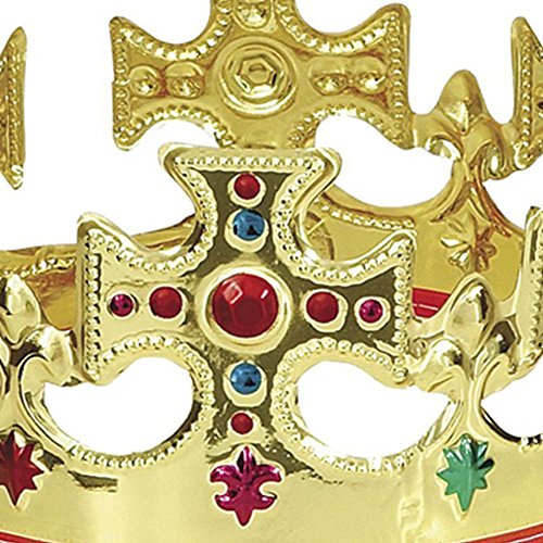 Funny Party Hats Adjustable King Crowns – Royal King Crown – Bejeweled Gold Crowns – 2 Pack
