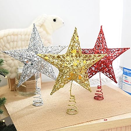 Stella Di Natale Plastica.Tutoy Albero Di Natale Topper Stella Plastica Natale Star Albero Topper Per Natale Tavolo Decor Colorato Bricolage Artigianale Accessori Rosso 20cm Amazon It Casa E Cucina