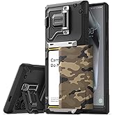 VRS DESIGN Damda Glide DuoGuard for Samsung Galaxy S24 Ultra Phone Case (2024), Premium Sturdy Fully Covered Camera Lens Protection Cover Card Holder Wallet Case (Camo Khaki)