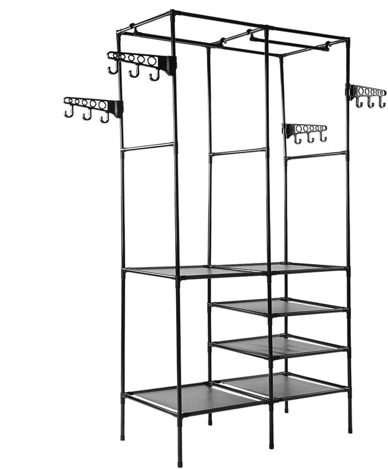 Multifunctional Tidy Rail Coat Rack with Storage Shelf, Heavy Duty