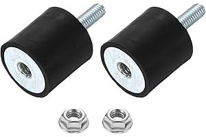 uxcell M6 Rubber Mounts, 2Pcs 25x25mm(DxH) Rubber Cylindrical Anti Vibration Isolator Shock Absorber with Lock Nut for Car Bobbin Generator Air Compressors