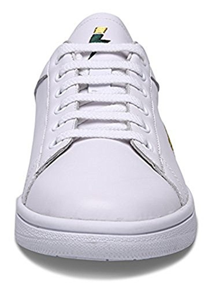 Soulsfeng Men Women Fashion Sneaker Lace UP Cattle Hide Leather Casual Low Top Skateboarding Shoe (Men 9.5 D(M) US, White)