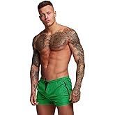 Mens Swim Trunks Quick Dry Swimwear Zipper Pockets, Swim Shorts with Mesh Lining