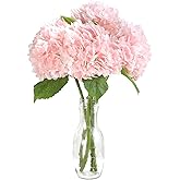 Floroom 4 Pcs Real Touch Blush Pink Hydrangea Artificial Flowers, 20" Full Faux Hydrangea Flowers Fake Flowers for Home Decor Party Floral Arrangements Wedding Bouquets Centerpieces Decorations