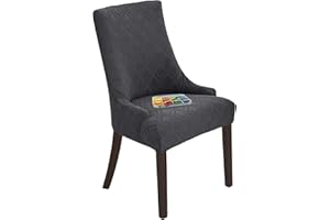 LANSHENG Wingback Chair Covers Slipcover, Accent Chair Covers with Arms, Stretch Jacquard Dining Chair Covers for Dining Room, Kitchen (Set of 1, Grey)
