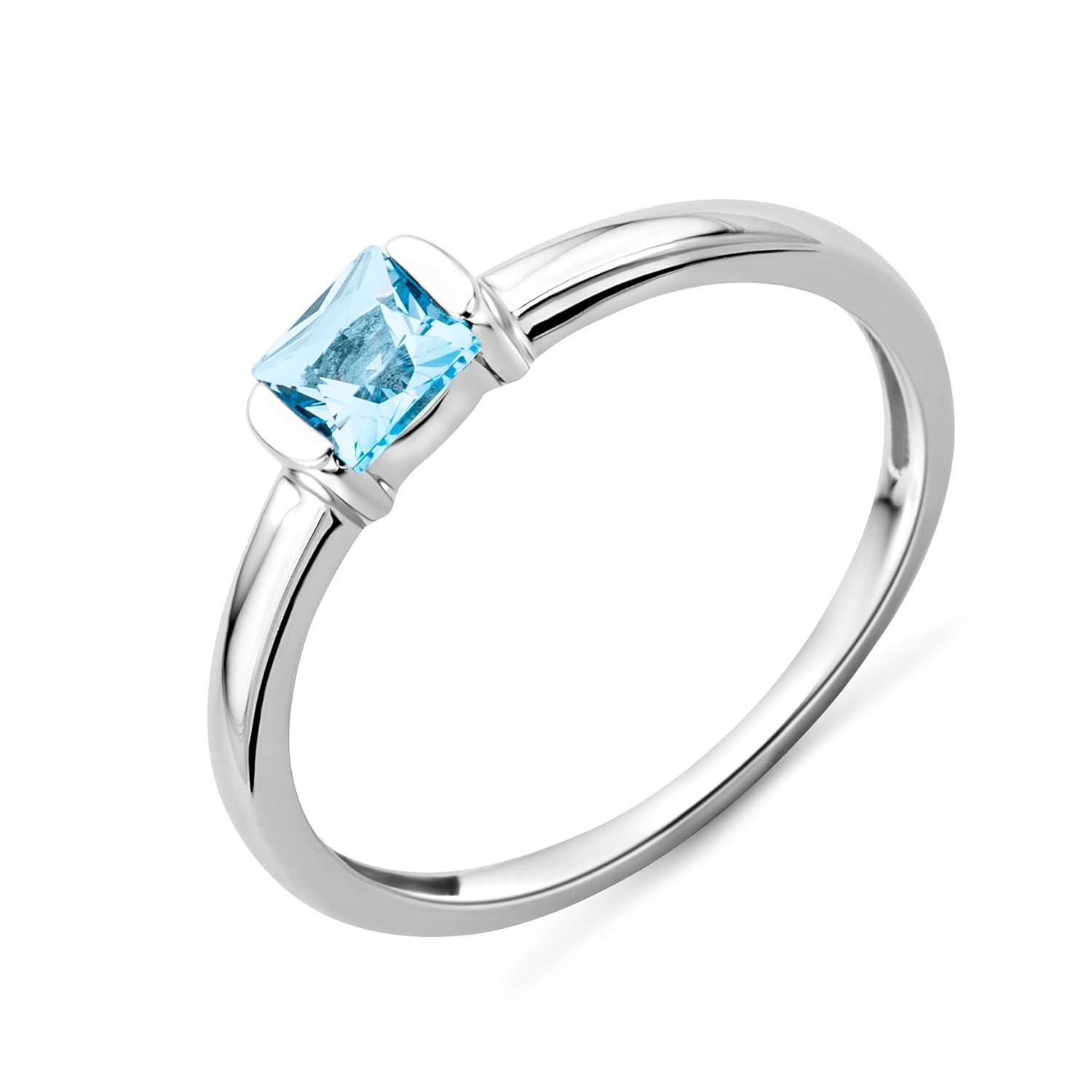 United One Anillo de oro blanco de quilates con topacio azul