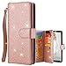 Galaxy Note 8 Case, Lontect PU Leather 9 Card Slot Bling Wallet Folio Case with Detachable Magnetic Hard Case for Samsung Galaxy Note 8 - Shiny Rose Gold
