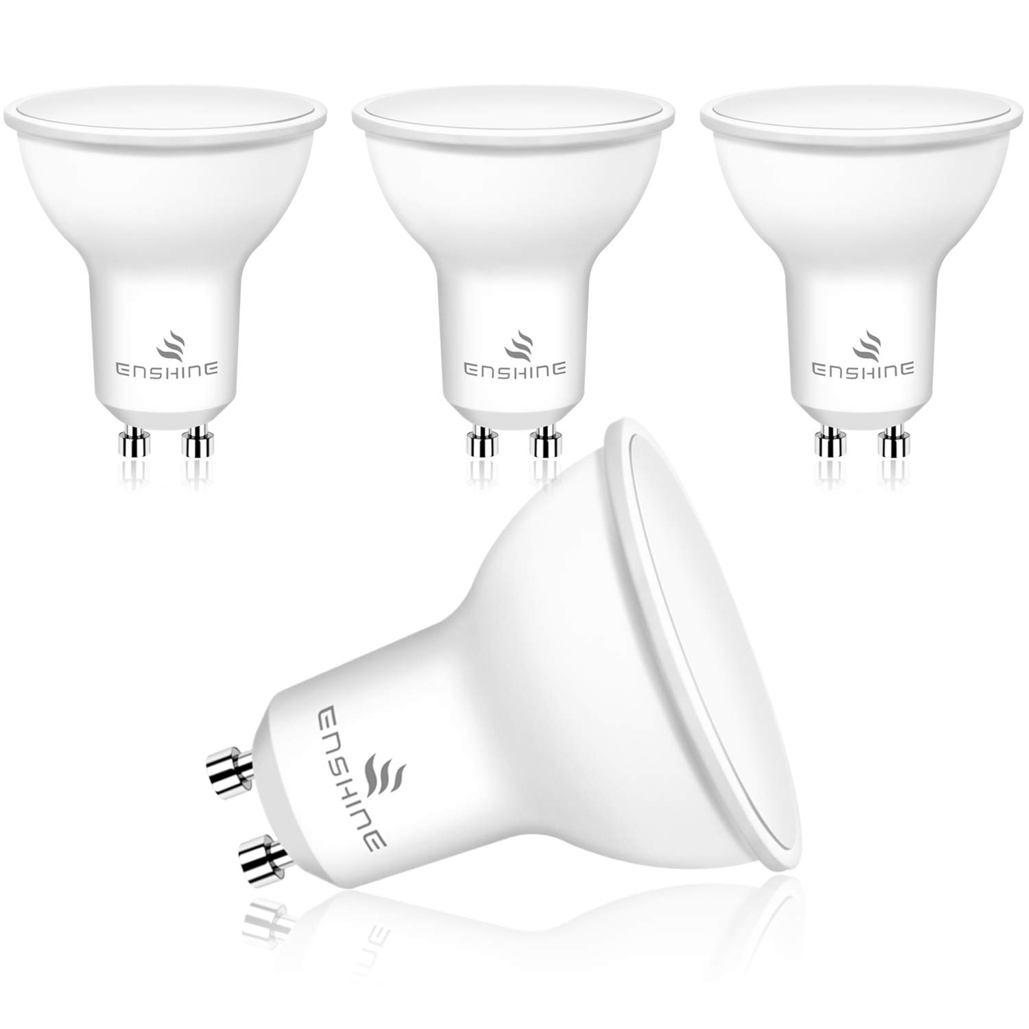 Enshine LED GU10 Spotlight Bulbs, Frosted, 7W (50W Halogen Equivalent), Warm White 3000K, 500 Lumen, Non-dimmable(Pack of 4)
