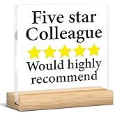 Funny Office Desk Decor Sign, Office Gag Gifts for Colleagues Coworkers Employees, Five Star Colleague Clear Desk Sign Cubicle Decor, 4x4 Inch