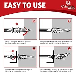 CrimsonMark 20Pcs Self Drilling Drywall Anchors and