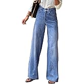 Necooer Womens Jeans Stretchy Casual Boyfriend Wide Leg Washed Sexy Baggy Denim Pants for Women Trendy
