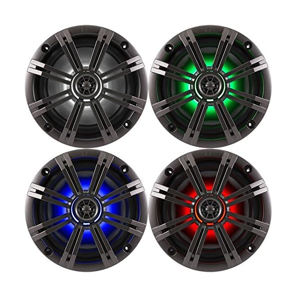 New-41KM84LCW-8-300-Watt-4-Ohm-LED-Marine-Audio-Coaxial-Speakers-Stereo-KM8
