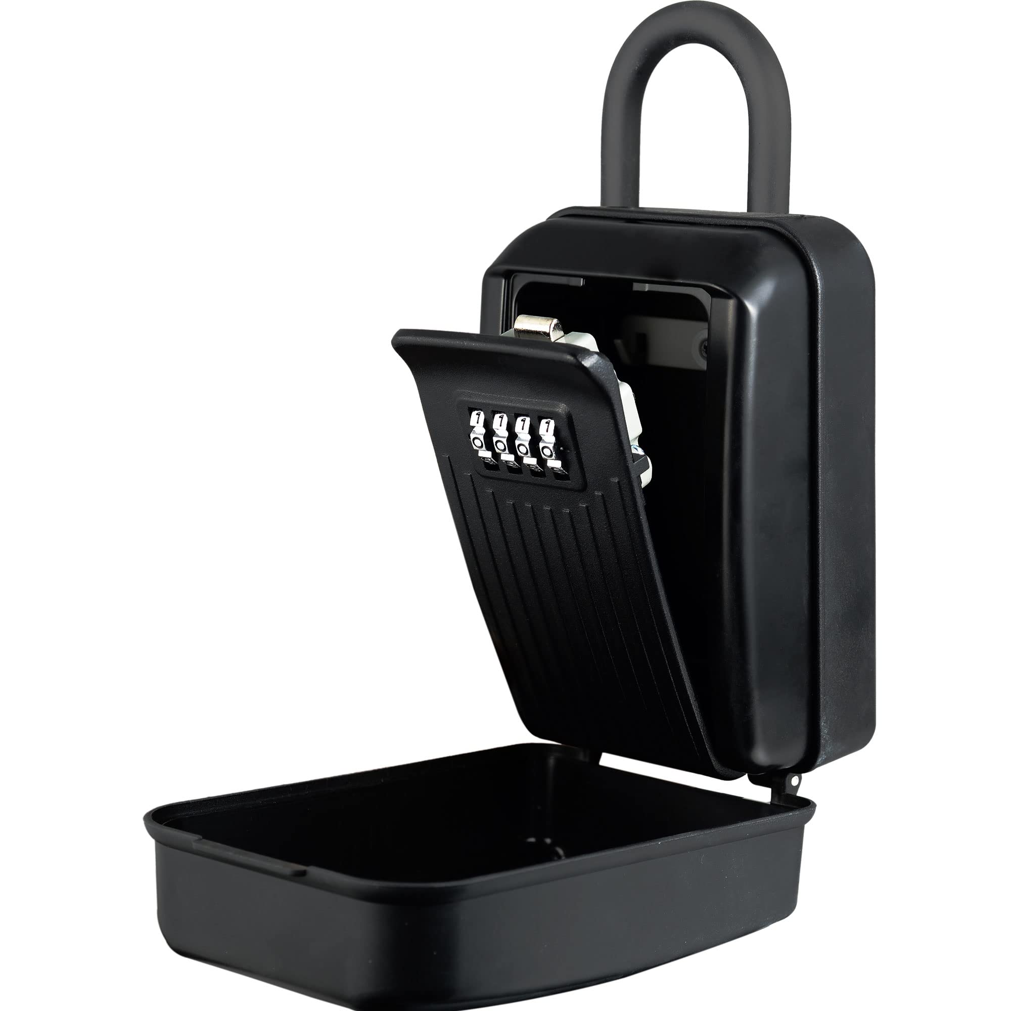 Door Knob Mounted Key Storage Security Lock Box,4 Digit Combination Lock Box,Hanging Key Safe Box for Indoor&Outdoor,to Share and Secure Keys for Home,Office,Garage etc[Internal Size:9.8*7.8*4.0cm]