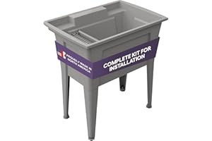 32” Utility Sinks for Laundry Room, Garage, Garden, Basement – Noah William Home Indoor and Outdoor Polypropylene Basement Wash Tub - No Faucet Included (Grey)