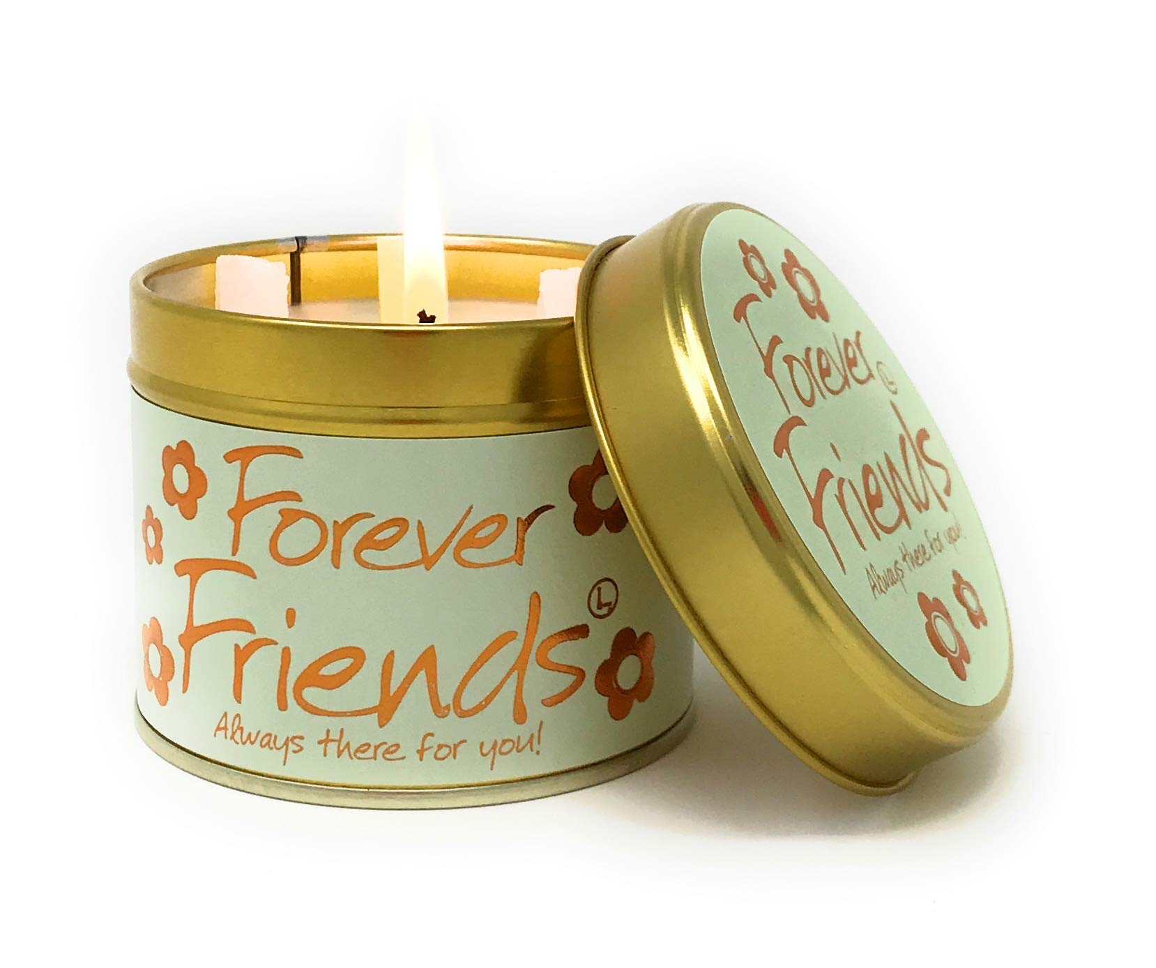 Lily Flame Forever Friends Scented Candle Tin - in Pistachio Green and Gold, Emitting a Soft and Sweet Scent of Special Affection - Cruelty Free and Vegan Friendly