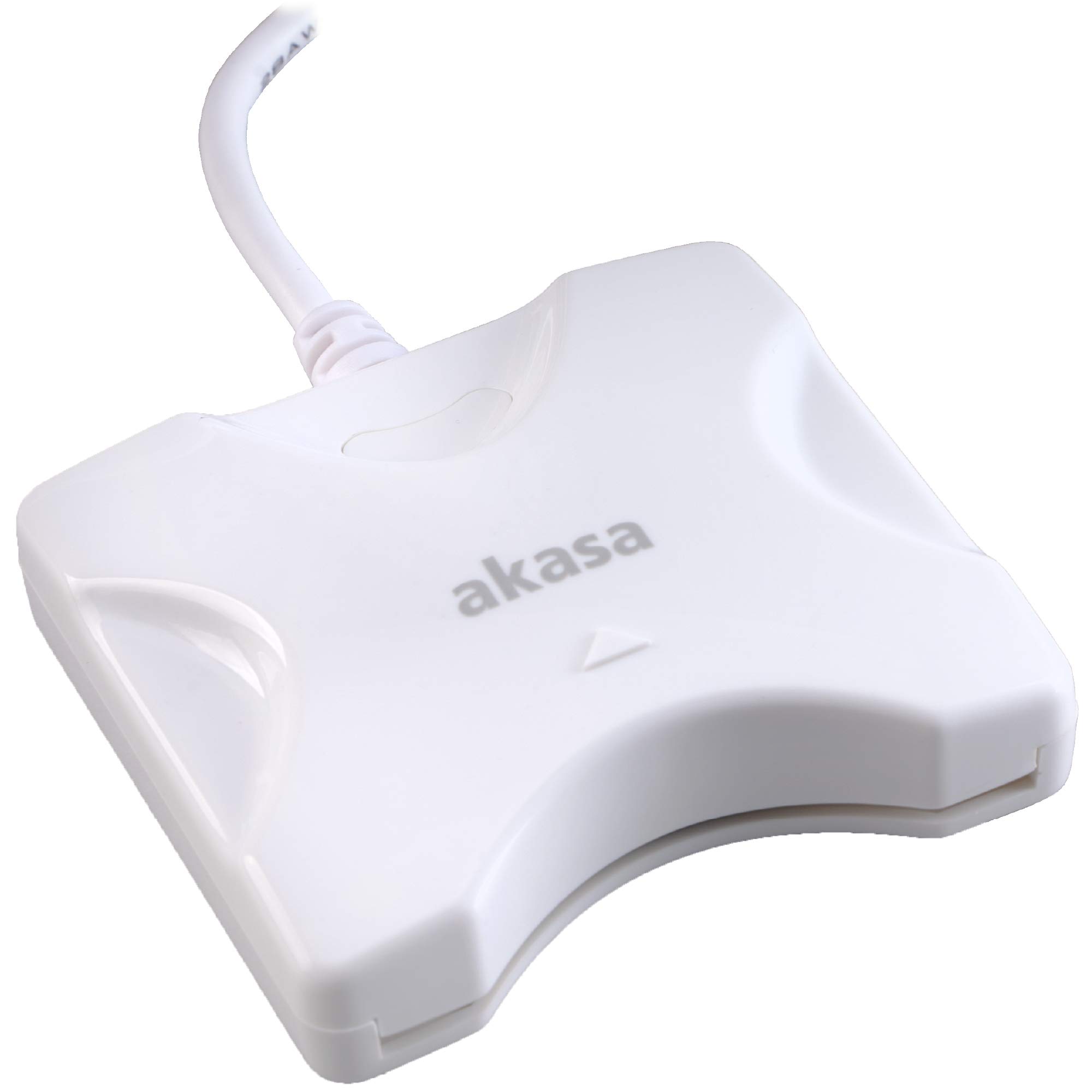 Akasa External Smart Card Reader | USB Smart Card/IC Card/ID Card Reader | CAC Reader | LED Indicator | White | AK-CR-03WHV2