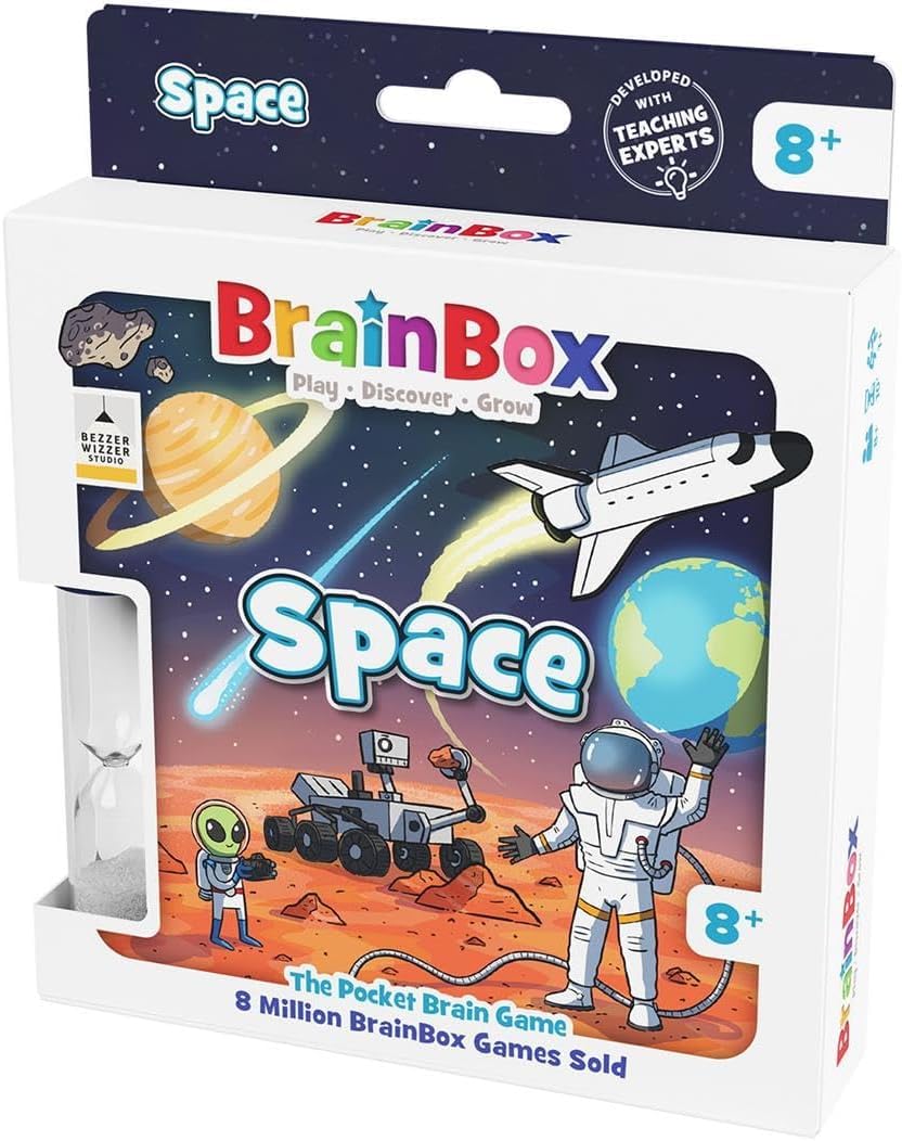 BrainBox Pocket Space | Fun & Educational Travel Card Game | Ages 8+ | 1+ Players | 10 Minutes Playing Time