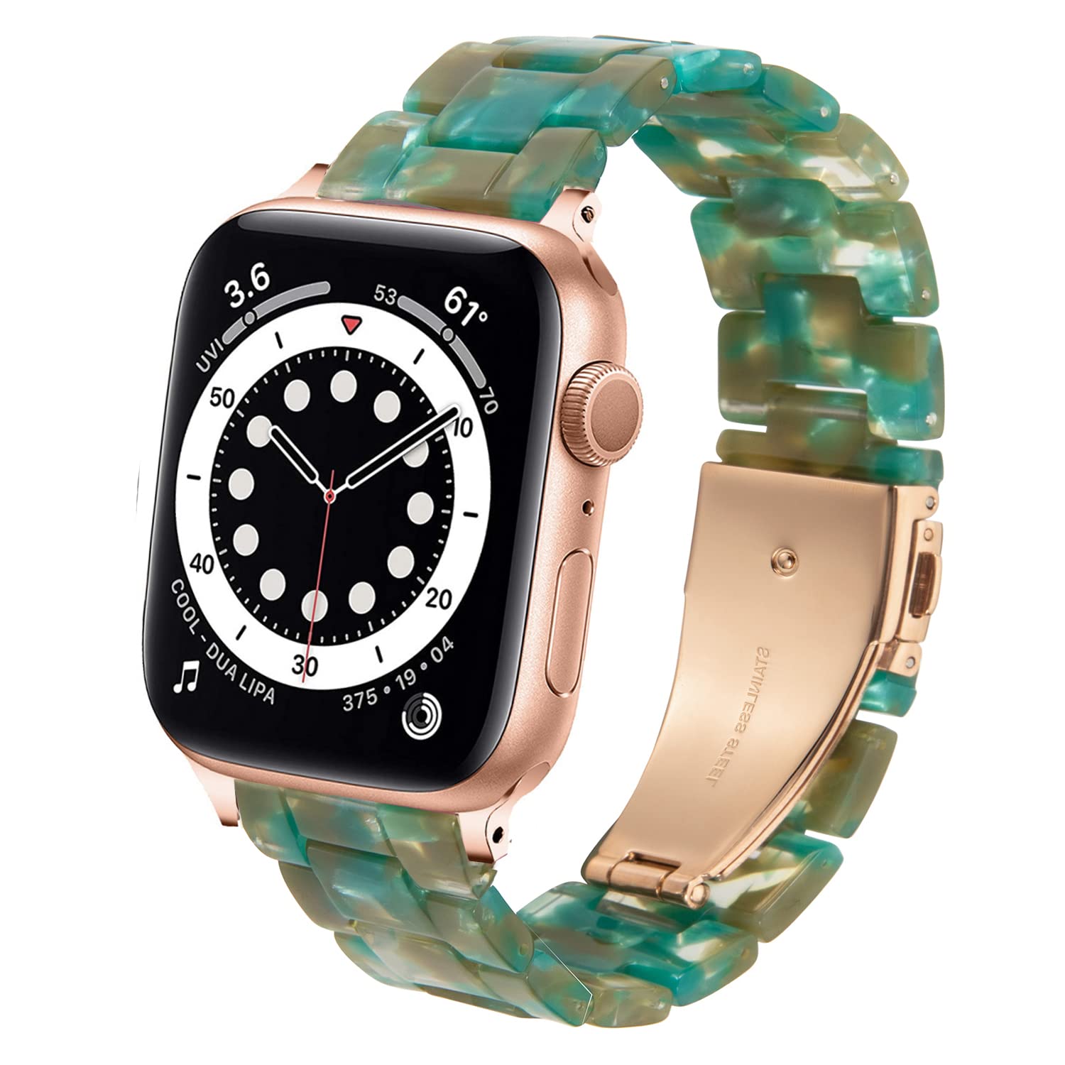 DEALELE Strap Compatible with Apple Watch 49mm / 46mm / 45mm / 44mm / 42mm, Colorful Resin Replacement Bands for iWatch 10 9 8 7 SE 6 5 4 3 Ultra Women Men, Emerald green