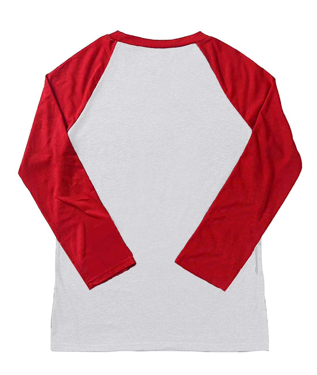 LeMarnia Christmas Shirts for Women Long Sleeve, Ladies Round Neck Raglan Funny Tops Casual Letter Print Patchwork Cute Graphic Tees Red1 L