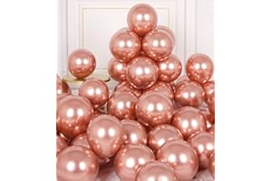 AULE Metallic Rose Gold Balloons 5 inch 50 Pcs Rose Gold Latex Balloons Chrome Helium Shiny Thicken Balloon Perfect Party Decoration for Wedding Birthday Baby Shower Graduation Christmas Carnival