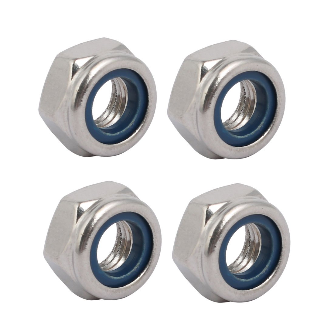 sourcingmap 4pcs M10 x 1.5mm Pitch Metric Thread 304 Stainless Steel Left Hand Lock Nuts