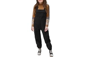 Meikulo Girls Fleece Overalls Kids Warm Winter Loose Casual Jumpsuits with Pockets 5-14 Years