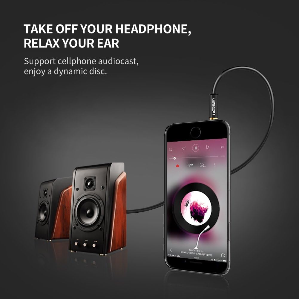 UGREEN 3.5MM Male to 2 RCA Female Jack Stereo Audio Cable Y Adapter Gold Plated Compatible for iPhone, iPod, iPad, MP3, Tablets, HiFi Stereo System, Computer Sound Speaker: Electronics