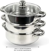 Denny International 22cm 3 Tier Stainless Steel Steamer Set Induction Hob view 6