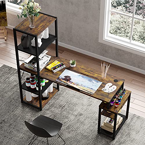 Sedeta Drafting Table Desk for Artists, Computer Desk with 5Tier