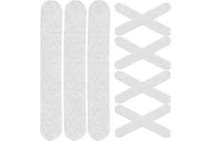 LOGOFUN 100pcs Silicone Clothes Hanger Strips Adhesive Non-Slip Hanger Grips for Wood Plastic Hangers Decorations - White 4.40X0.80X0.10cm/1.73X0.31X0.04in