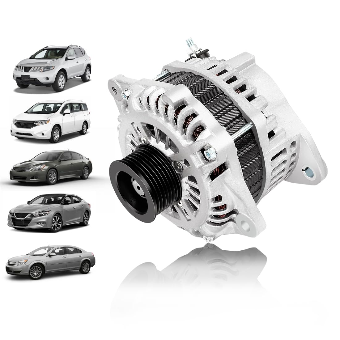 Photo 1 of 12V 130A Alternator FIT Nissan Murano 2009–2014, Quest 2011–2017, Altima, Maxima, Saturn Aura 2.4L 3.5L 3.6L – Replace OE# 23100-JA11B, AMT0228, 11557N