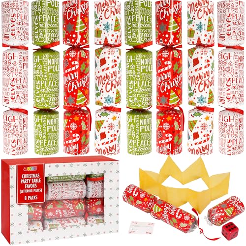 JOYIN 8 Pack Christmas Party Favor Non-Snap Lettering Pieces Party Table Favors with Holiday Party Favor Supplies for Kids and Adults, Christmas Parties, Dinners and Holidays