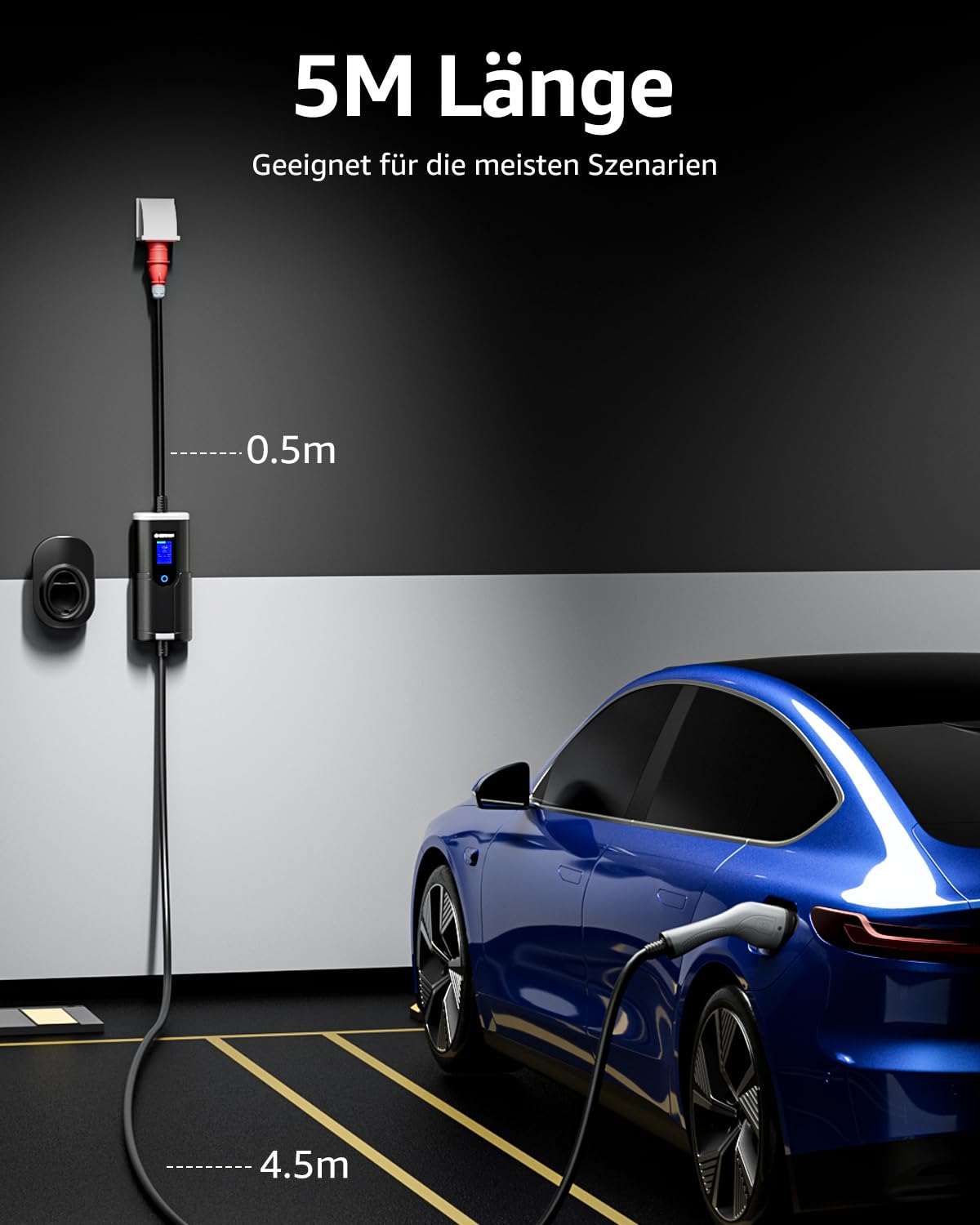 bokman Typ 2 Ladekabel mit CEE Stecker, 5 Meter | 6-16A | 11kW | 3-Phasig | IP65 Wasserdicht, Tragbares EV-Ladegerät und Mobile Wallbox Ladestation für IEC 62196-2 mit Tragetasche & Mikrofaserhandtuch 2