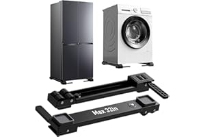 KVRG Appliance Rollers Heavy Duty,20''-32''in Extendable Appliance Sliders,Liftable Anti Slip Mobile Washing Machine Base,Easily Move Washer and Dryer Machines,Refrigerators,Furniture-Black