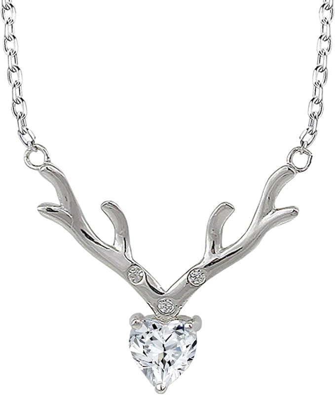 Buy GIVA 925 Sterling Silver Zircon Deer Heart Pendant with Chain Necklace for Women & Girls