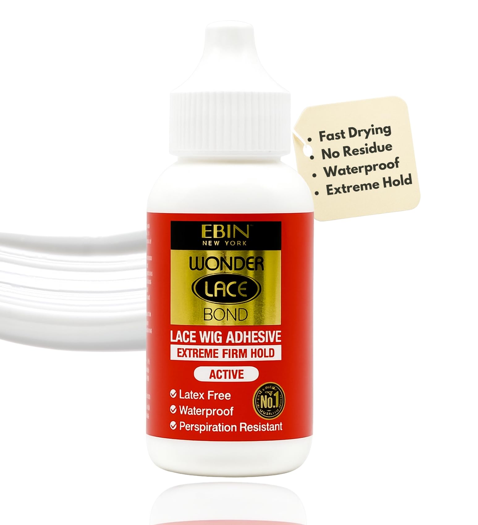 EBIN NEW YORK Wonder Lace Bond Wig Glue Extreme Firm Hold 35 ml Waterproof, Quick Drying, No Residue, Latex Free, Long-Lasting Invisible Adhesive for Lace Front Wigs