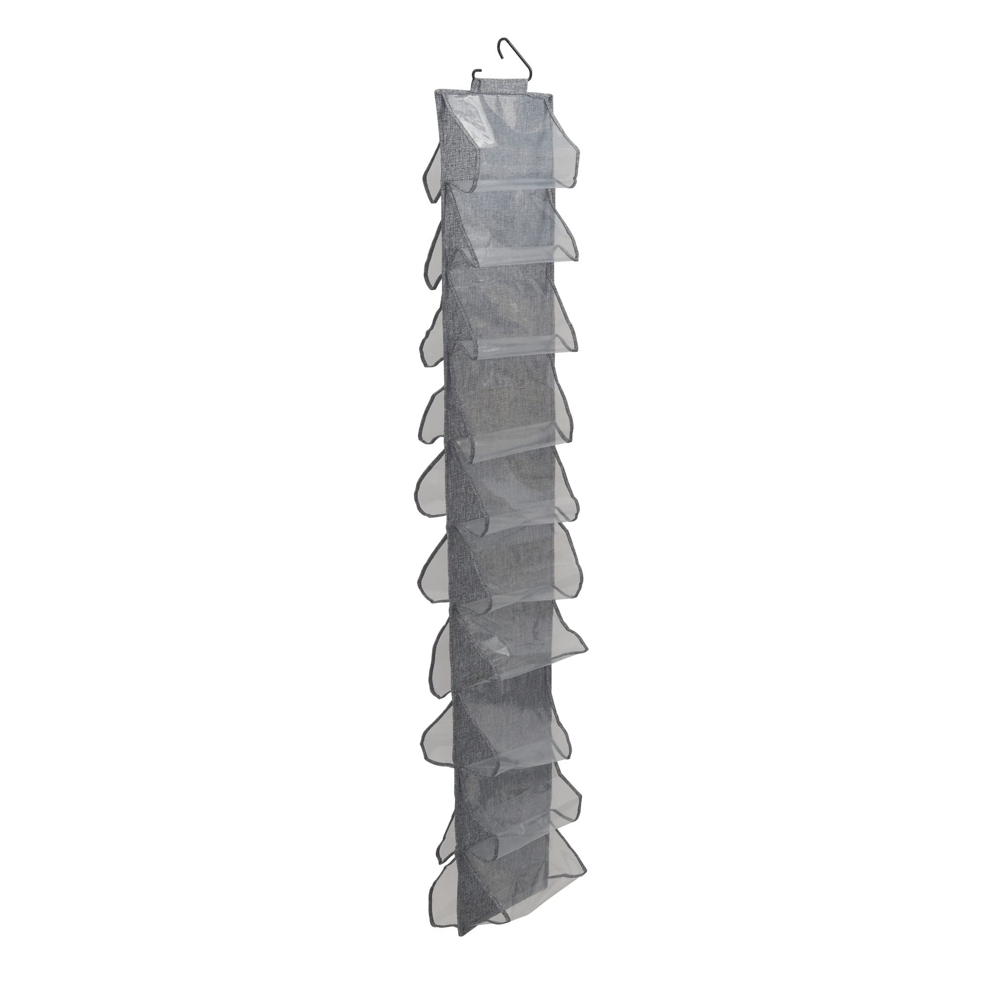 Photo 1 of Household Essentials 20-Pocket Closet Shoe File, Durable Polyester Linen Plastic, Holds 10 Pairs of Shoes, Individual Storage, Single Hook System