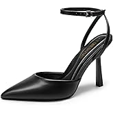 DREAM PAIRS High Heels for Women Closed Pointed Toe Dress Shoes for Women Ankle Strap Stiletto Heel Party Wedding Sexy Pump Shoes