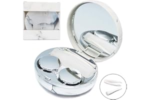 Vastsoon Contact Lens Case, Portable Cute Eye Contacts Colored Lenses Applicator Remover Tool Kit with Mirror Solution Bottle for Travel Daily Outdoor (Silver)