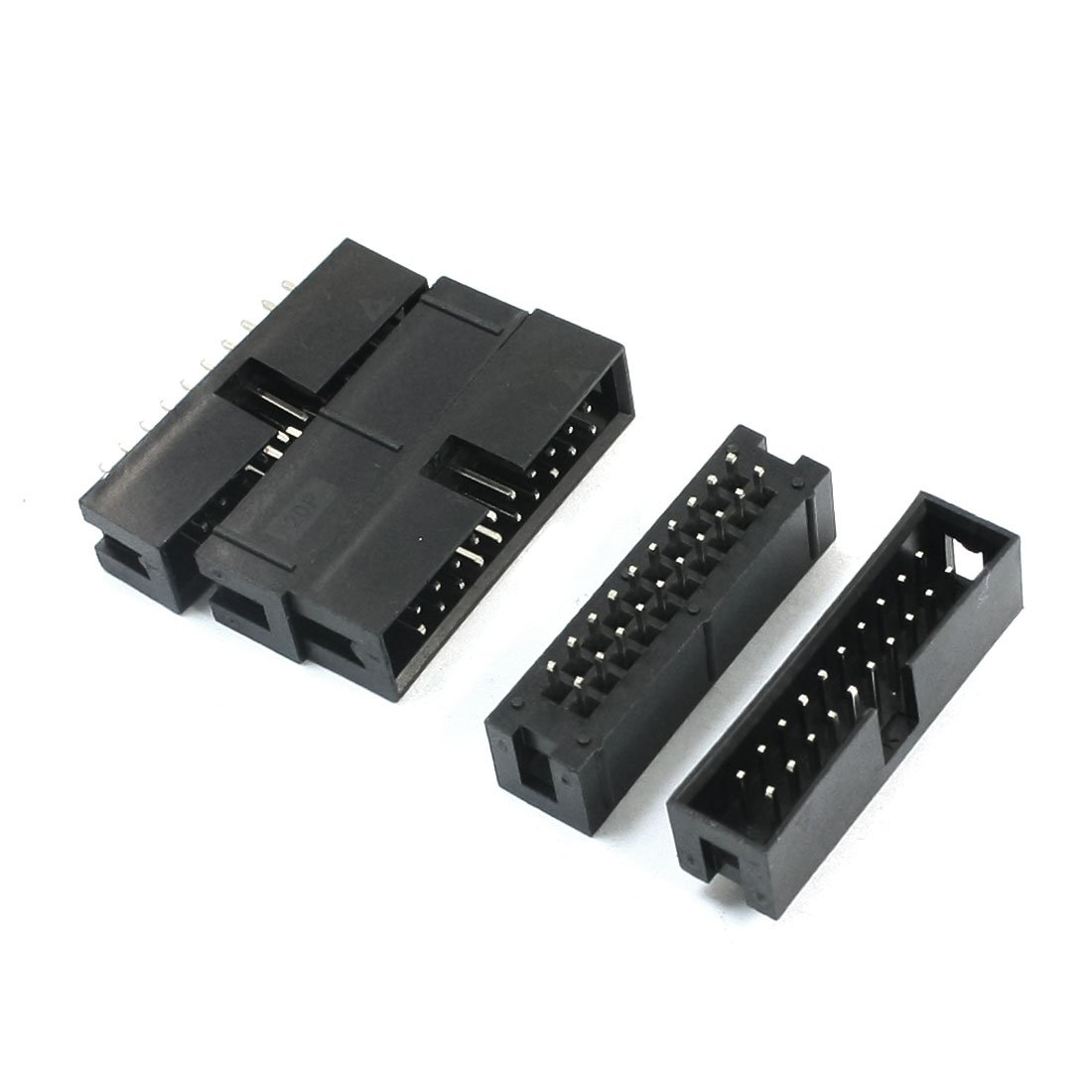 sourcing map 5pcs 20Pins 2.54mm IDC Socket Box Header Straight Connectors Black