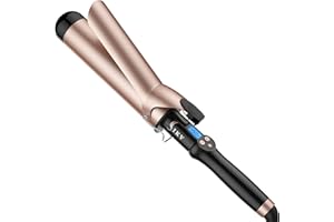 IKV 2 Inch Curling Iron Extra Long Barrel for Long Hair, Large Barrel Curling Wand Ceramic Tourmaline with LCD Display,10 Temps, Dual Voltage