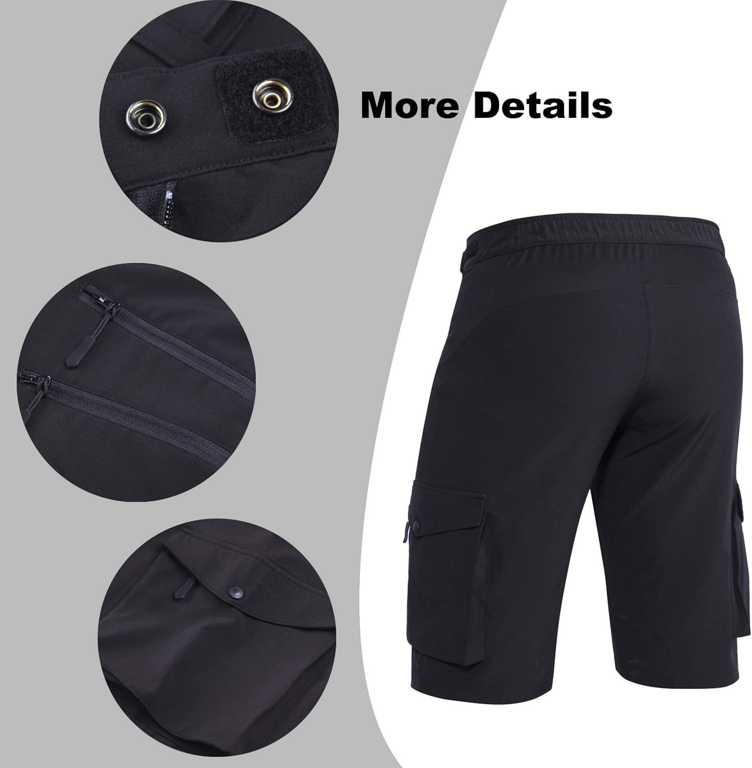 Hiauspor Men's Mountain Bike Shorts Stretch MTB Shorts Quick Dry with Zipper Pocket: Clothing