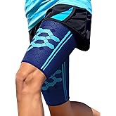 Sparthos Thigh Compression Sleeves (Pair) – Quad and Hamstring Support – Upper Leg Sleeves for Men and Women – Made from Innovative Breathable Elastic Blend – Anti Slip