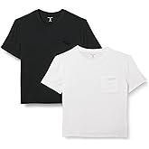 Amazon Essentials Women's Jersey Relaxed-Fit Short-Sleeve Crewneck Pocket T-Shirt, Pack of 2