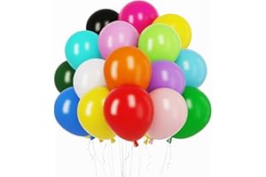 RUBFAC 50pcs Rainbow Balloons, 12 Inch 15 Assorted Colors Matte Balloons, Thick Latex Balloon for Birthday Wedding Baby Shower Graduation Anniversary Party Decorations