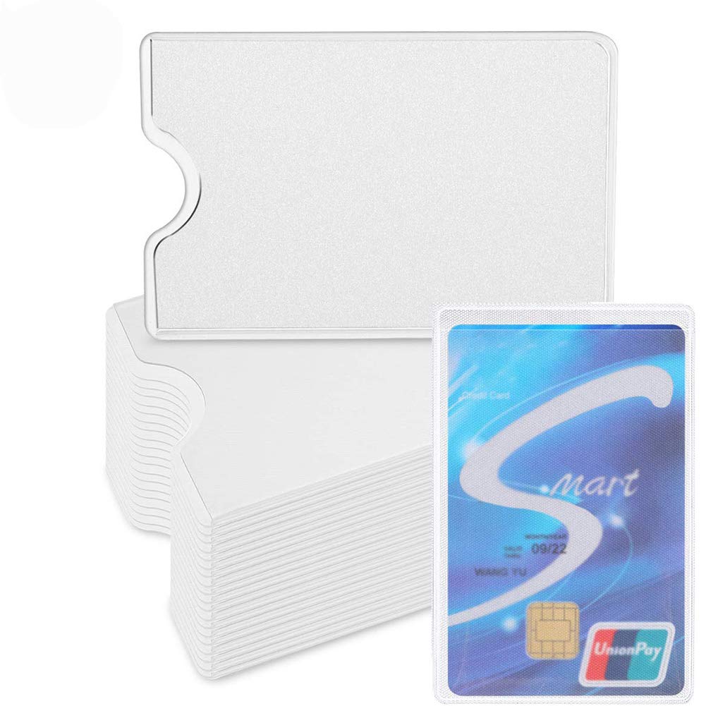Credit Card Sleeves,BETOY 100 Pieces Plastic ID Credit Card Holder Badge ID Card Holders Transparent Card Protector Vertical Business Card Sleeves Frosted ID Protector