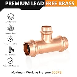 HeSun 10-Pack Copper Press Tee, 3/4" x 3/4" x