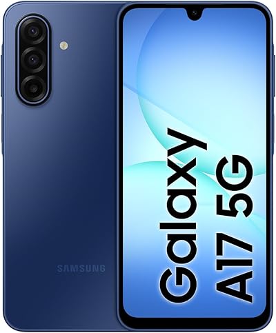 Samsung Galaxy A17 5G AI Smartphone, KI-Handy mit Android, Dünner 7,5-mm-Rahmen, 50-MP-Kamera, 128 GB Speicher, 4 GB RAM, 5.000-mAh-Akku, Blue, 2,5 Jahre Herstellergarantie [Exklusiv auf Amazon]