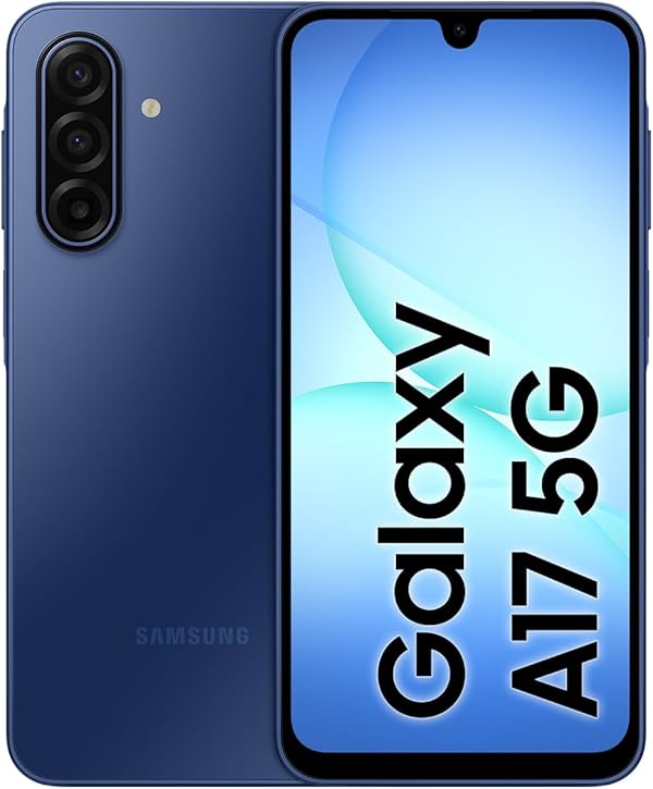 Samsung Galaxy A17 5G AI Smartphone, KI-Handy mit Android, Dünner 7,5-mm-Rahmen, 50-MP-Kamera, 128 GB Speicher, 4 GB RAM, 5.000-mAh-Akku, Blue, 2,5 Jahre Herstellergarantie [Exklusiv auf Amazon]